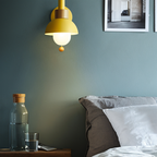 Pastel Wall Lamp | Warm Glow | Iron & Wood Frame | Bedroom & Living Room