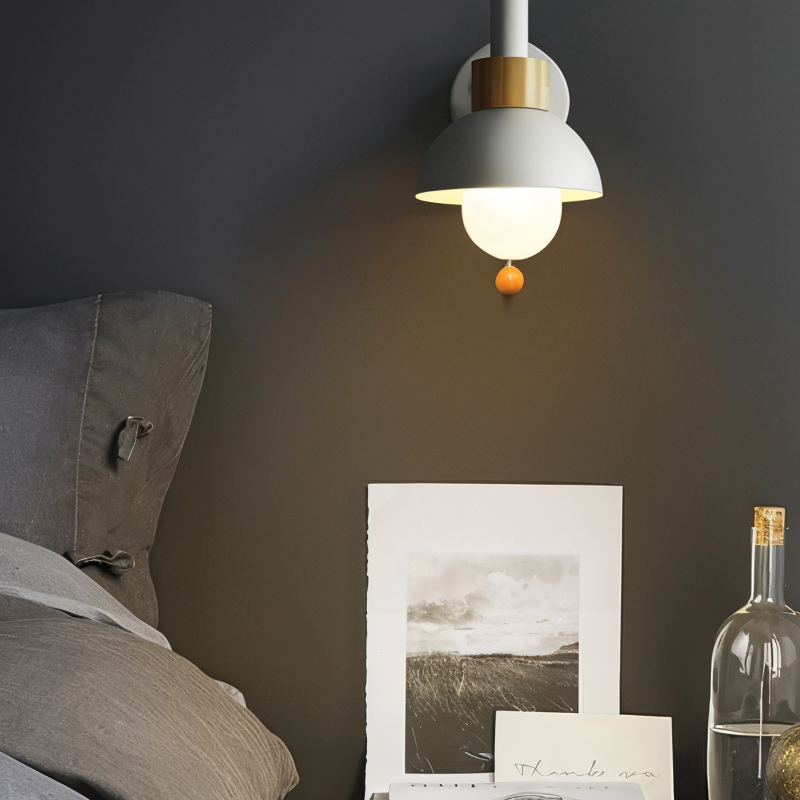 Pastel Wall Lamp | Warm Glow | Iron & Wood Frame | Bedroom & Living Room
