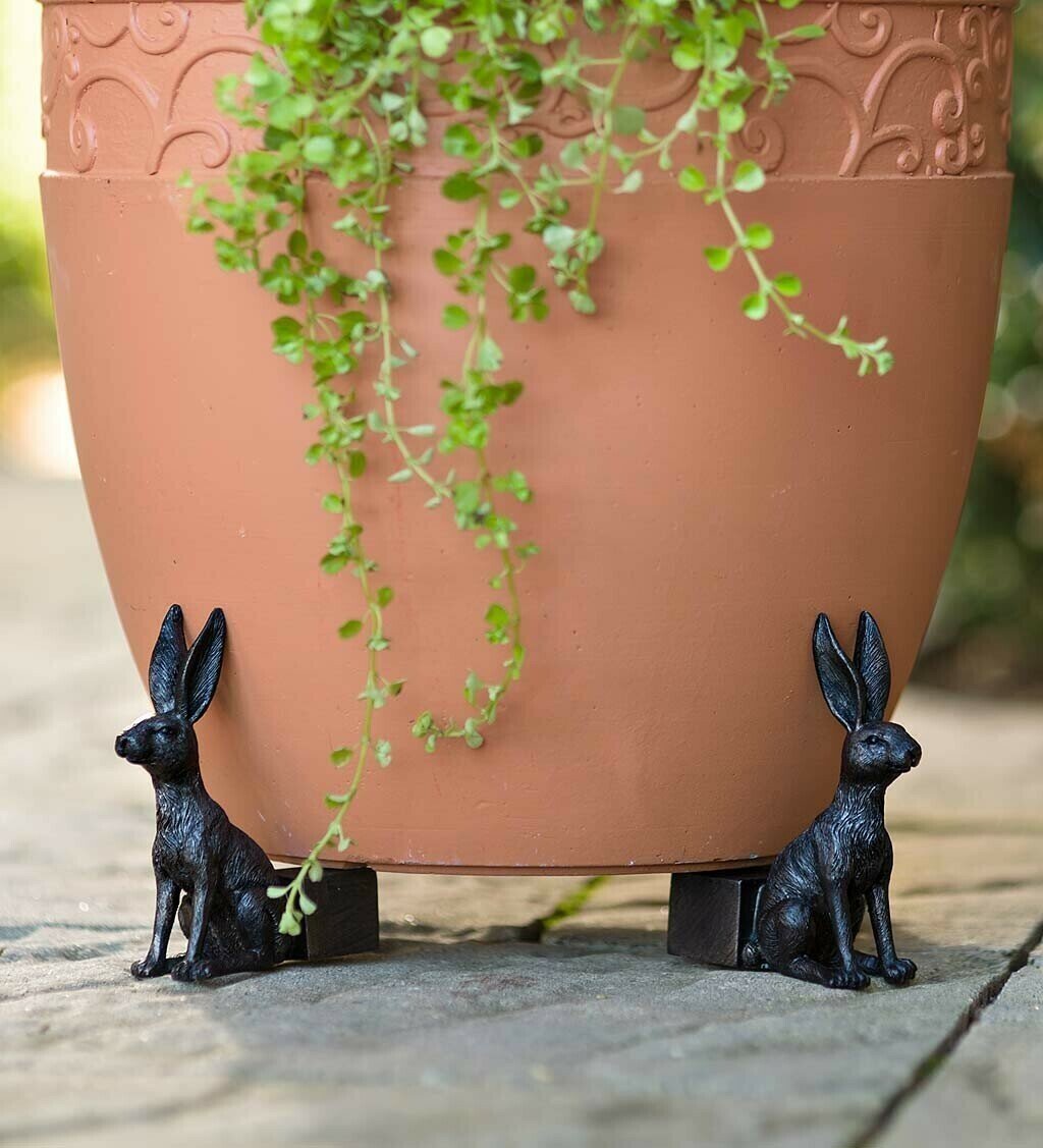 Plant Pot Risers | Animal Figurine Design | Set of 3 Frost-Resistant Resin | Improves Drainage
