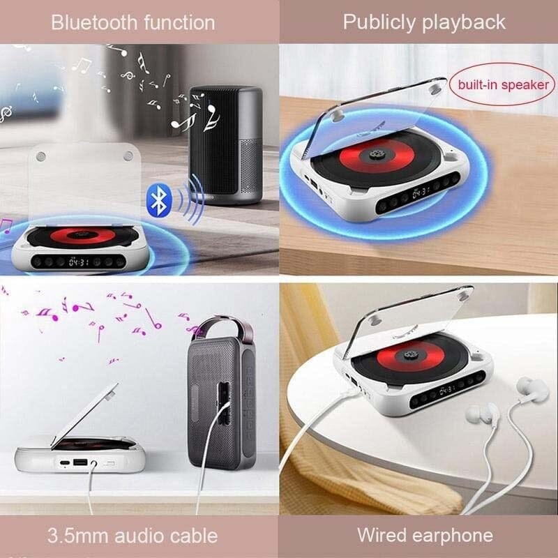 Portable CD Player | Bluetooth & Wired Playback | Up to 6-Hour Battery