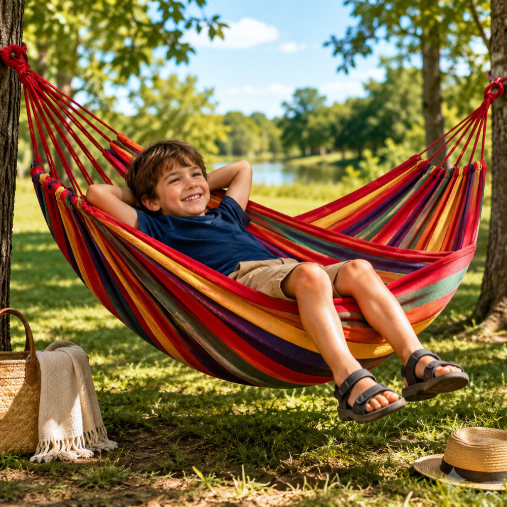 Portable Camping Hammock | Lightweight Durable Canvas | 440 lb Load Capacity | Outdoor Relaxation