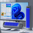 Portable Rechargeable AC | Bladeless Ultra-Quiet | Wall-Mountable, 12-Hour Battery