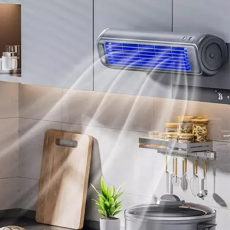 Portable Rechargeable AC | Bladeless Ultra-Quiet | Wall-Mountable, 12-Hour Battery