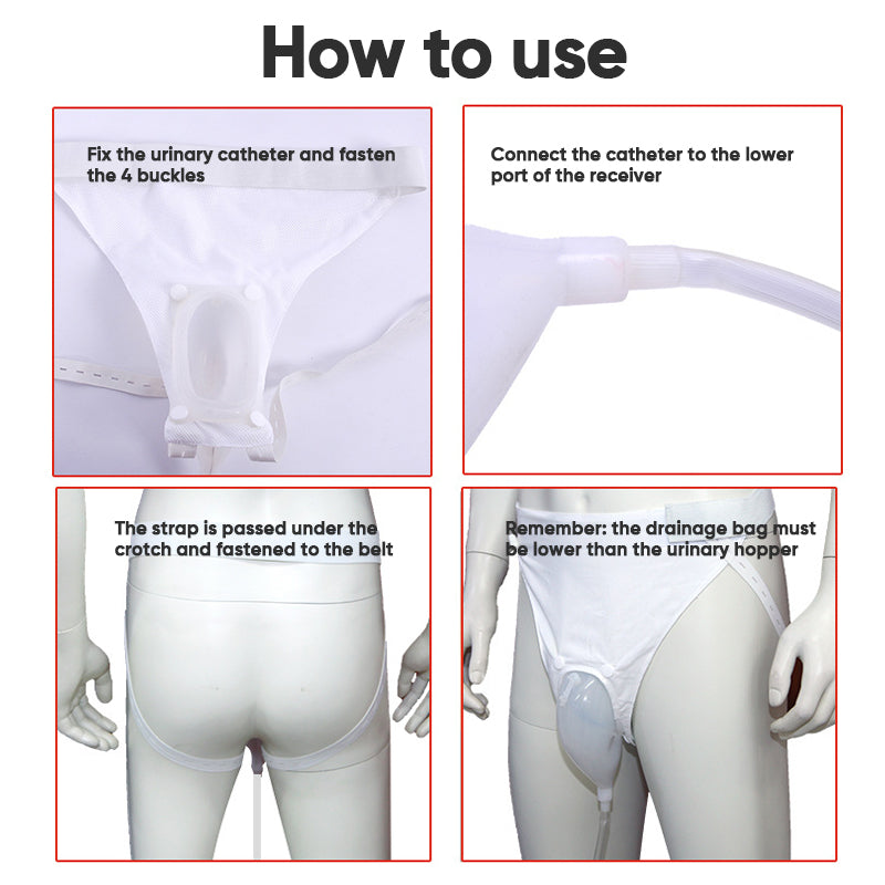 Portable Urinal System | Silicone Collector with Padded Rim | 1000ml Bag & Cotton Brief for Travel