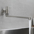 Pot Filler Faucet | Low-Profile Swivel Spout | Stainless Steel Single Handle | Lead-Free
