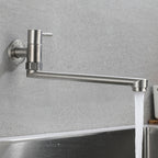 Pot Filler Faucet | Low-Profile Swivel Spout | Stainless Steel Single Handle | Lead-Free