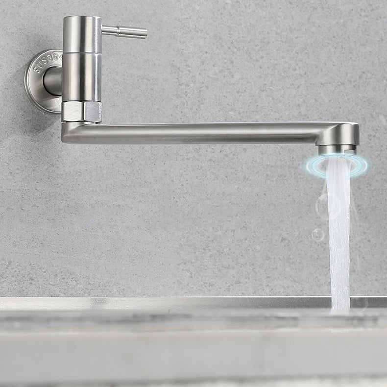 Pot Filler Faucet | Low-Profile Swivel Spout | Stainless Steel Single Handle | Lead-Free