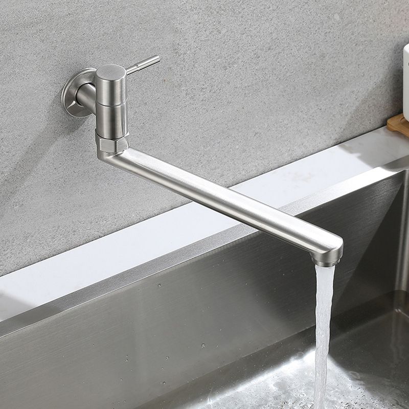 Pot Filler Faucet | Low-Profile Swivel Spout | Stainless Steel Single Handle | Lead-Free