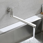 Pot Filler Faucet | Low-Profile Swivel Spout | Stainless Steel Single Handle | Lead-Free