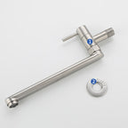 Pot Filler Faucet | Low-Profile Swivel Spout | Stainless Steel Single Handle | Lead-Free