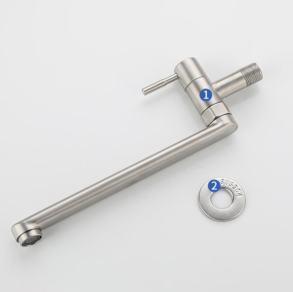 Pot Filler Faucet | Low-Profile Swivel Spout | Stainless Steel Single Handle | Lead-Free