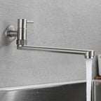 Pot Filler Faucet | Low-Profile Swivel Spout | Stainless Steel Single Handle | Lead-Free