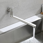 Pot Filler Faucet | Low-Profile Swivel Spout | Stainless Steel Single Handle | Lead-Free