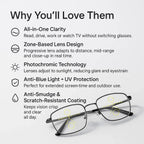 Progressive Glasses | Adaptive Tint & Blue Light Protection | Reduced Eye Strain