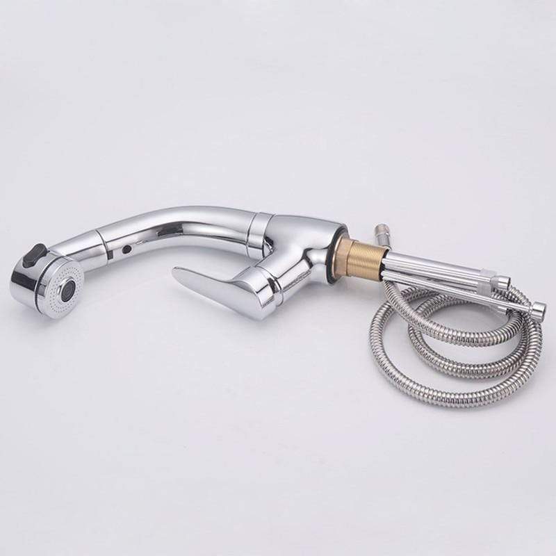 Pullout Kitchen/Bath Faucet | 360° Rotate & Height-Adjust | Dual Flow Modes | Chrome & Brass Finish