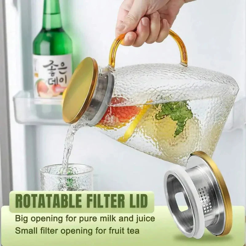 Refrigerator Pitcher | Borosilicate Glass & Strainer Lid | 1.8L | Fridge-Friendly