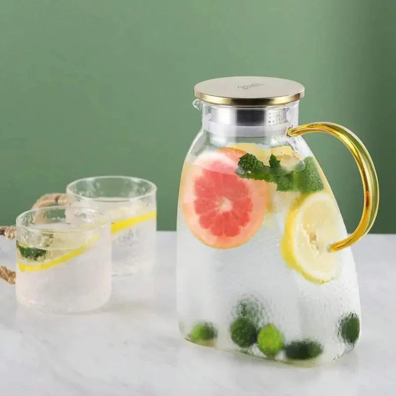 Refrigerator Pitcher | Borosilicate Glass & Strainer Lid | 1.8L | Fridge-Friendly