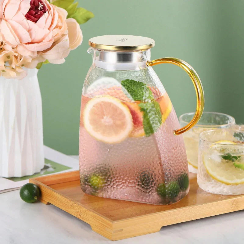 Refrigerator Pitcher | Borosilicate Glass & Strainer Lid | 1.8L | Fridge-Friendly