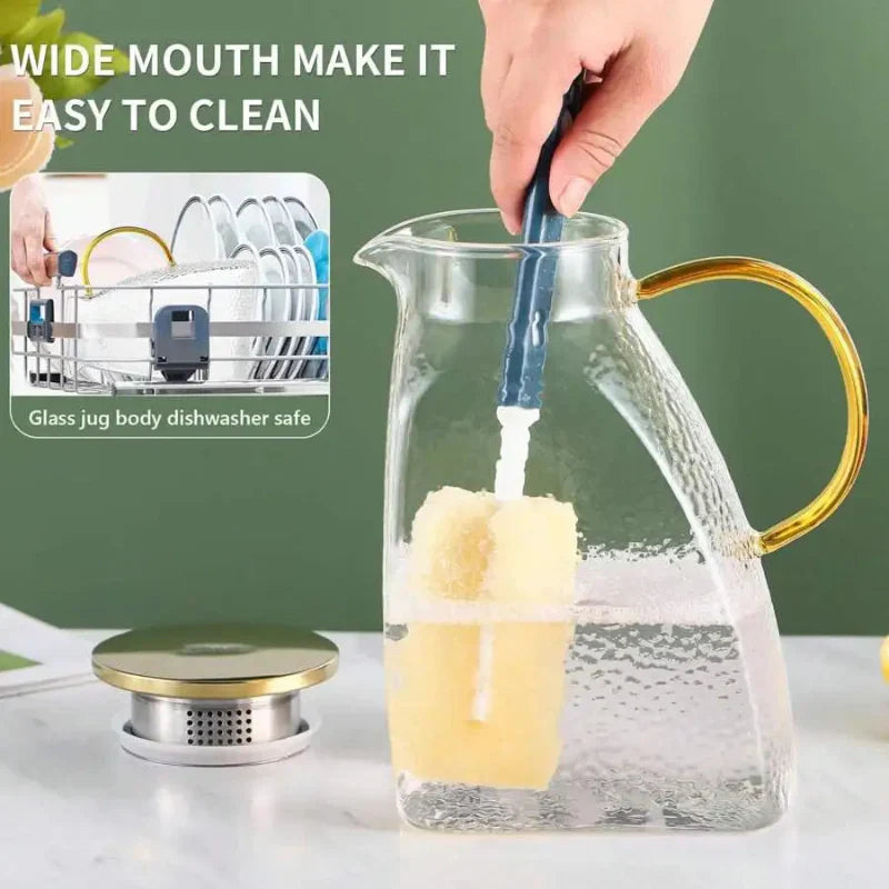 Refrigerator Pitcher | Borosilicate Glass & Strainer Lid | 1.8L | Fridge-Friendly