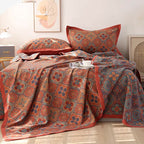 Reversible Cotton Quilt | Embroidered Petal Flower Pattern | Machine Washable | All-Season Comfort