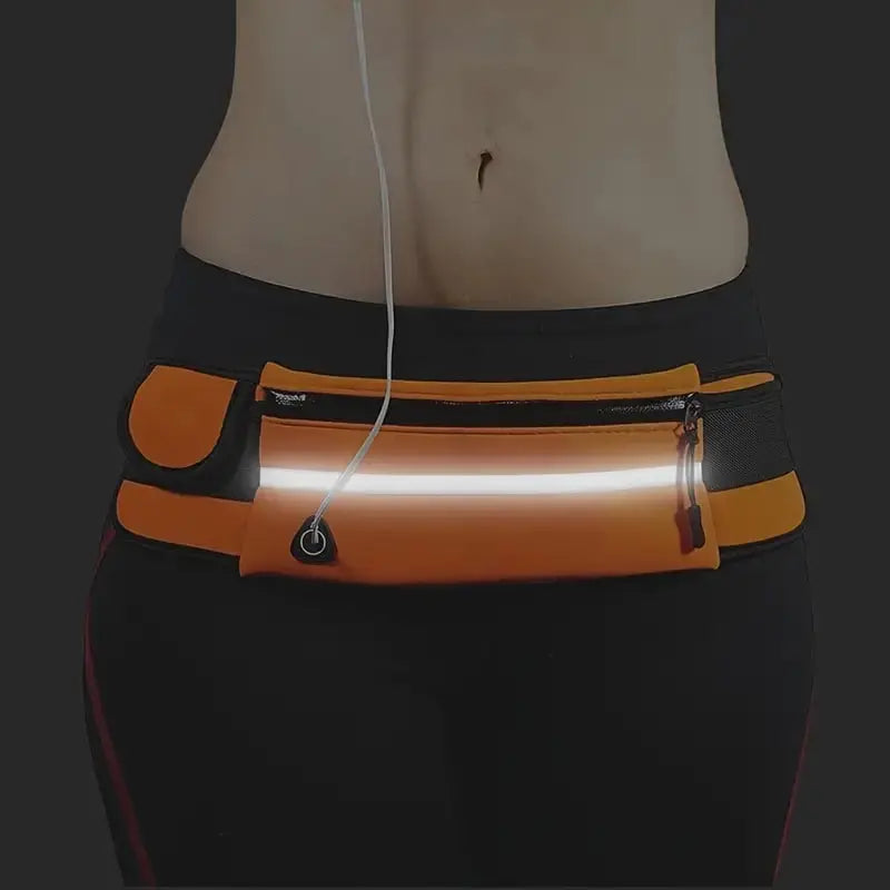 Running Belt | Adjustable Non-Slip Fit | Bottle & Phone Pocket | Reflective