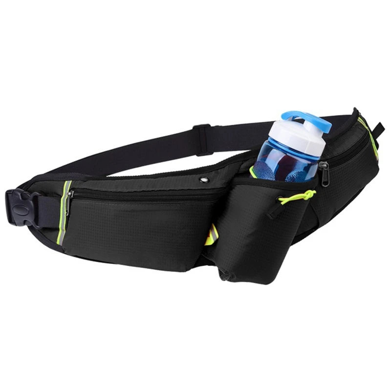 Running Belt | Waterproof Bottle Holder & Pockets | Nylon & Adjustable Strap | Comfortable Fit