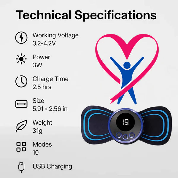 Sciatica & Lower Back Relief Device | Portable EMS Massage Pad | Remote Control & USB Charging