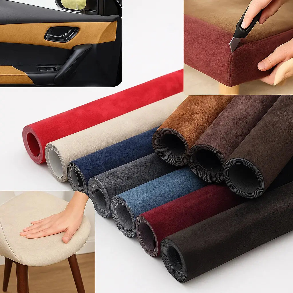 Self-Adhesive Microfiber Suede Fabric | Water-Resistant & Heat-Tolerant | For Car & Home Interiors