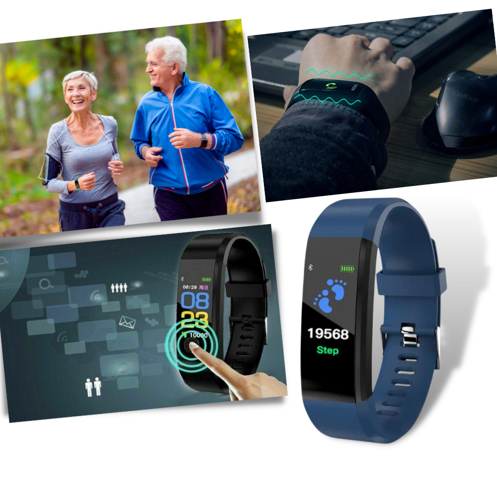Senior Smartwatch | Health & Fitness Tracking | Bright 0.96 in LED Display | USB Rechargeable