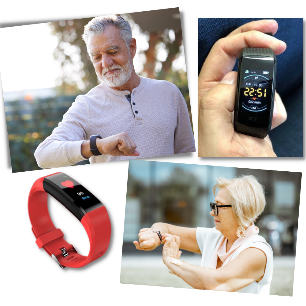Senior Smartwatch | Health & Fitness Tracking | Bright 0.96 in LED Display | USB Rechargeable