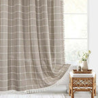 Shower Curtain | Bohemian Linen Tassel Hem | Waterproof Backing & Quick-Drying