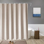 Shower Curtain | Bohemian Linen Tassel Hem | Waterproof Backing & Quick-Drying