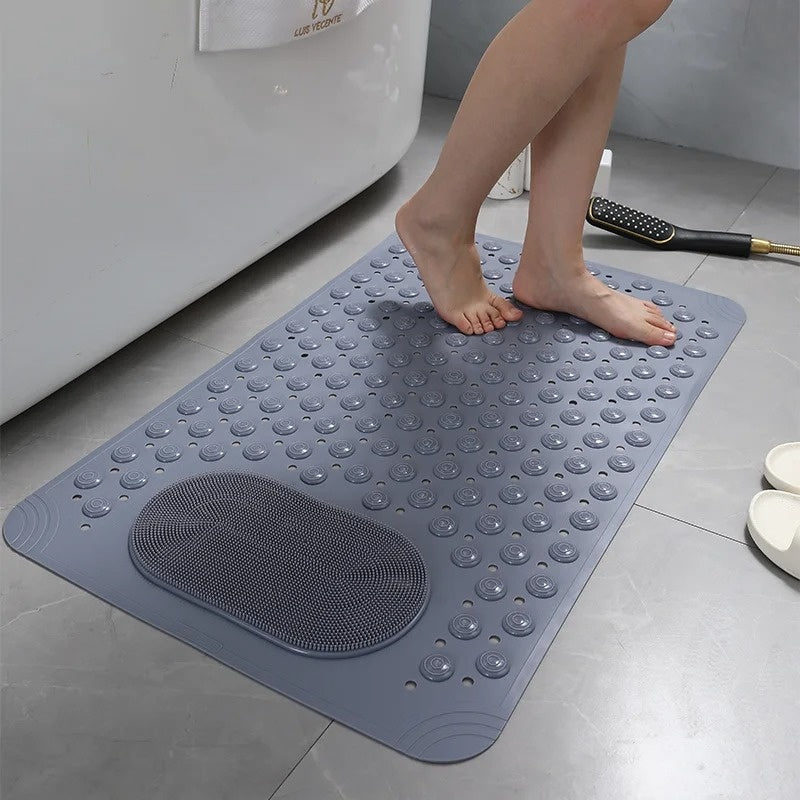 Shower Mat | Non-Slip with Built-In Foot Scrubber | Durable Rubber & Strong Suction Cups