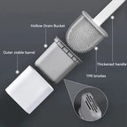 Silicone Toilet Brush | D-Shaped Flexible Head | Scratch-Free Bristles & Ventilated Quick-Dry Holder