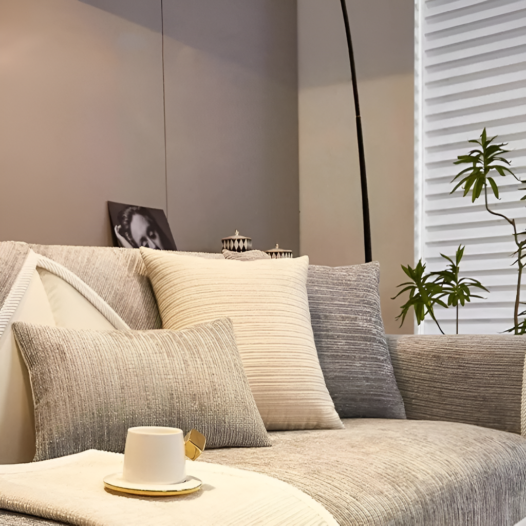 Sofa Slipcover | Chic Striped Design | Chenille Fabric | Machine Washable