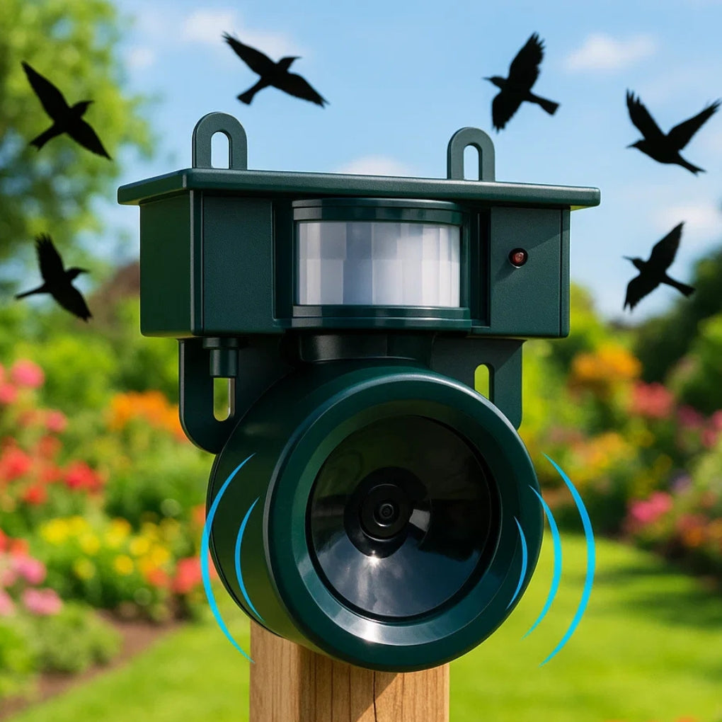 Solar Bird Repeller | Motion-Activated PIR Sensor | Predator Sound Deterrent