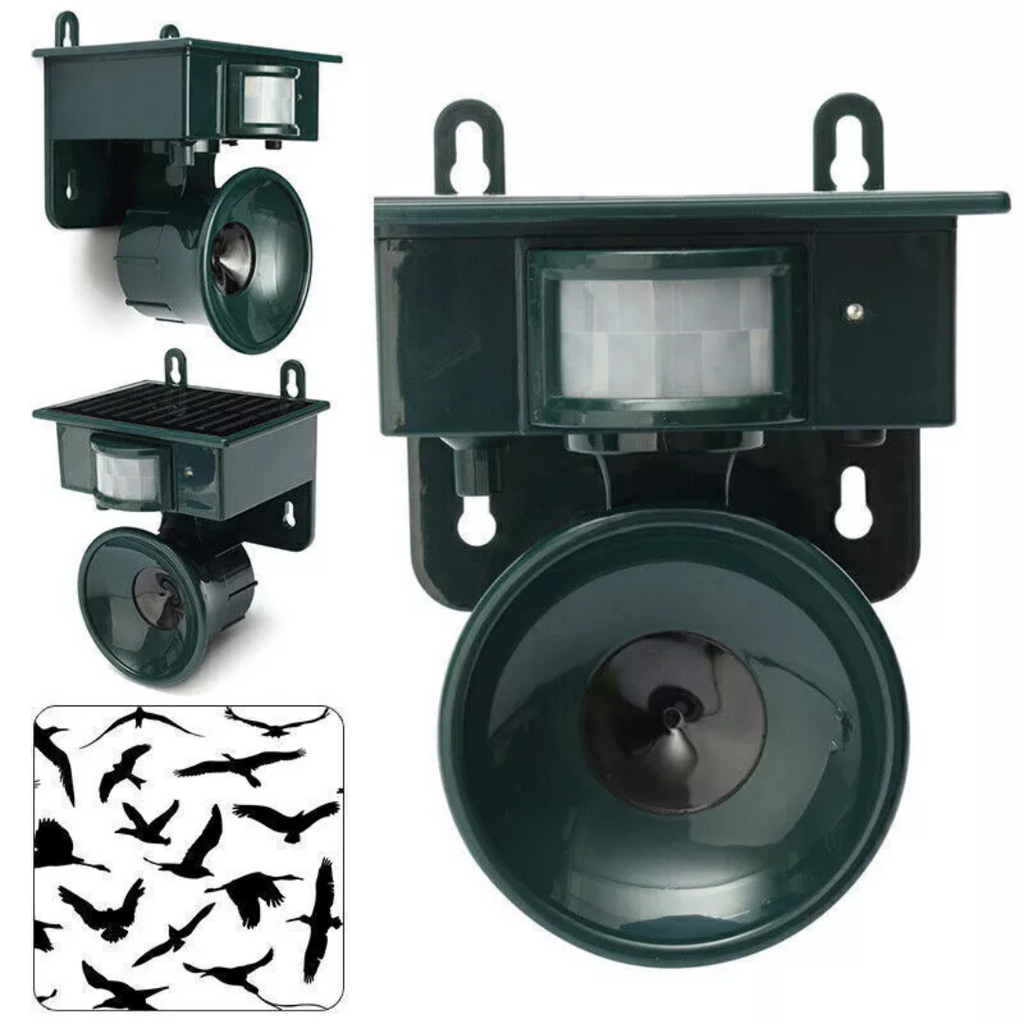 Solar Bird Repeller | Motion-Activated PIR Sensor | Predator Sound Deterrent