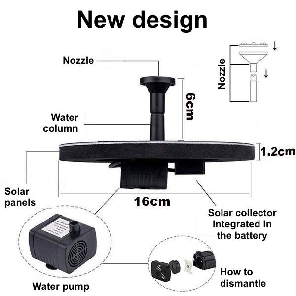 Solar Garden Fountain Pump | 50cm Jet Height | Monocrystalline Panel | Easy Setup