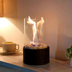 Tabletop Fireplace | Smoke-Free Bioethanol Flame | Metal & Glass | Cozy Indoor/Outdoor Ambience