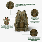 Tactical Backpack 40L | MOLLE Modular System | Water-Resistant Oxford Fabric | Ergonomic Design
