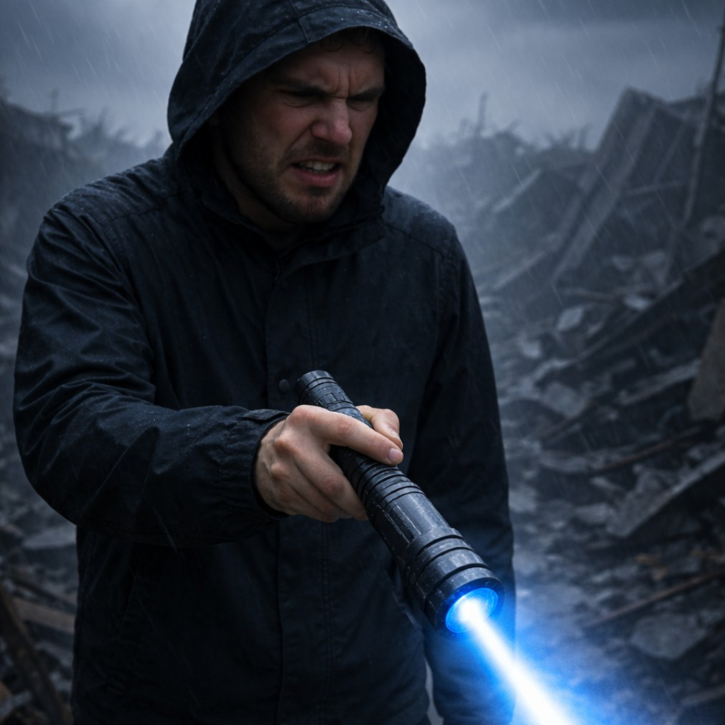 Tactical Flashlight | High-Power Laser Beam | Waterproof Compact Design | Emergency & Outdoor Use