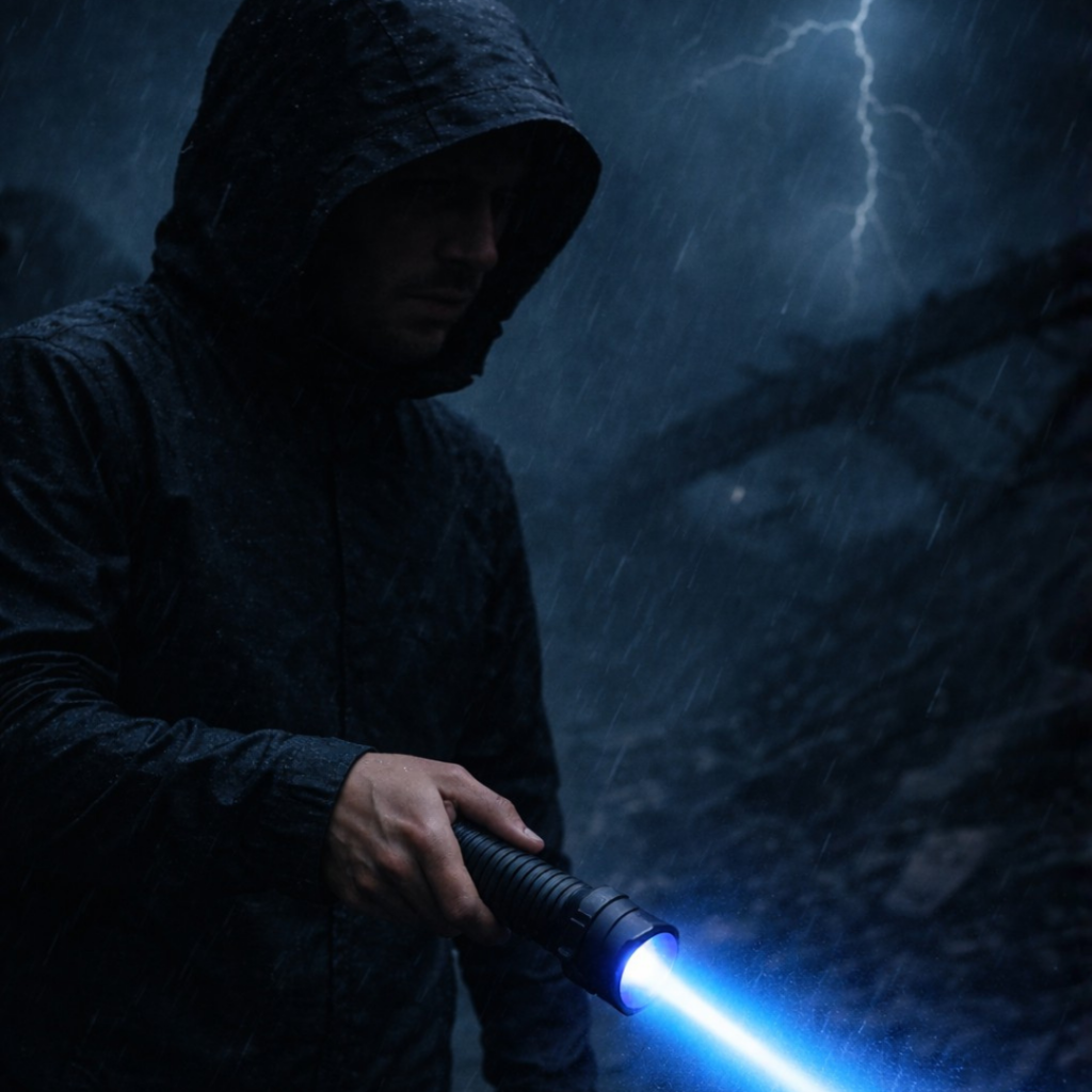 Tactical Flashlight | High-Power Laser Beam | Waterproof Compact Design | Emergency & Outdoor Use