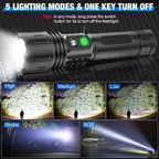 Tactical Flashlight | Ultra-Bright Beam & Adjustable Focus | Long Battery Life, Type-C & Power Bank