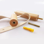 Toilet Paper Holder | Oak Wood & Faux Leather Strap | Minimalist Wall-Mounted Design