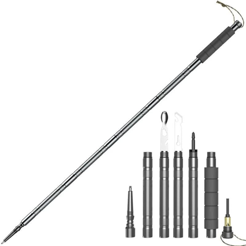 Trekking Pole | Foldable with Built-In Multitool | Aluminum Handle & Compact Carry Bag