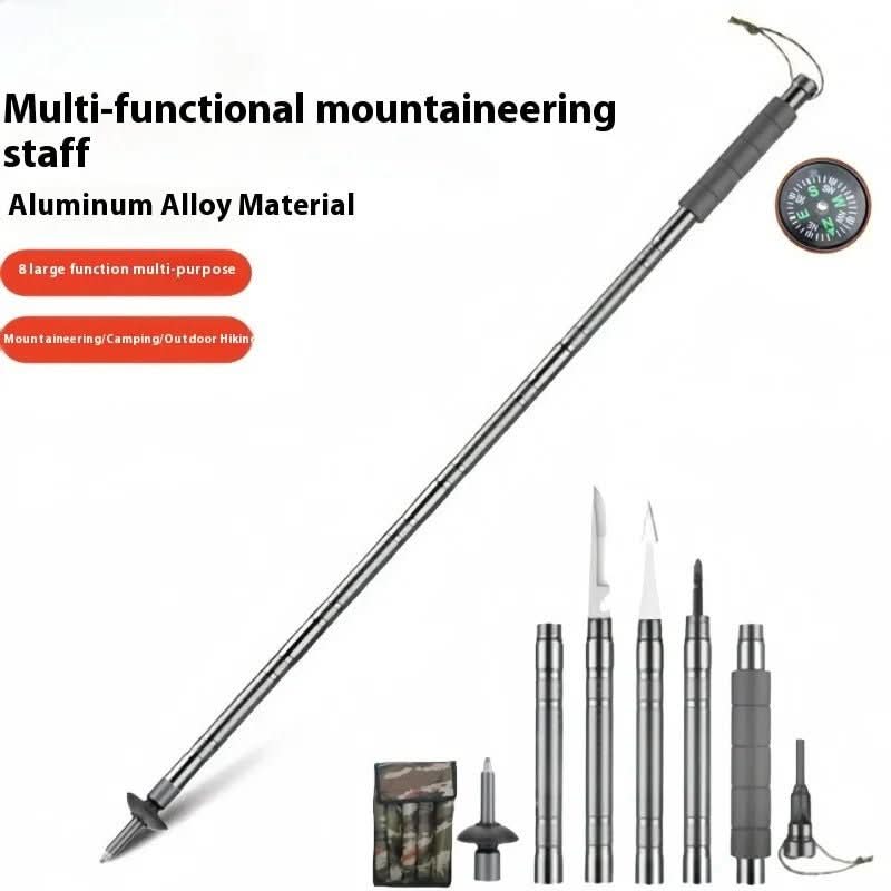 Trekking Pole | Foldable with Built-In Multitool | Aluminum Handle & Compact Carry Bag