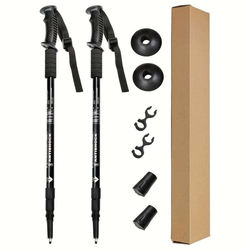 Trekking Poles | Adjustable Telescopic 65–135 cm | Aluminum with Rubber Grips & Shock Absorption