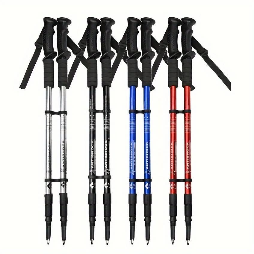 Trekking Poles | Adjustable Telescopic 65–135 cm | Aluminum with Rubber Grips & Shock Absorption