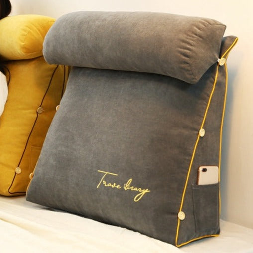 Triangle Back Support Pillow | Memory Foam Core | Removable Washable Cover | Reading & Lounging