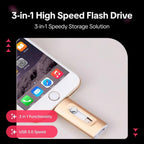 USB Flash Drive for Phone & PC | 3-in-1 OTG & Type-C Adapter | High-Speed Metal Keychain
